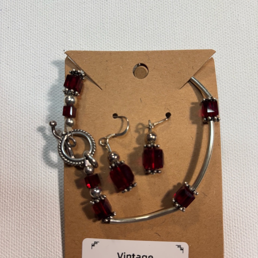Elegant Red and Silver Jewelry Set